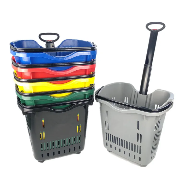 Hot sale folding plastic shopping cart for supermarket