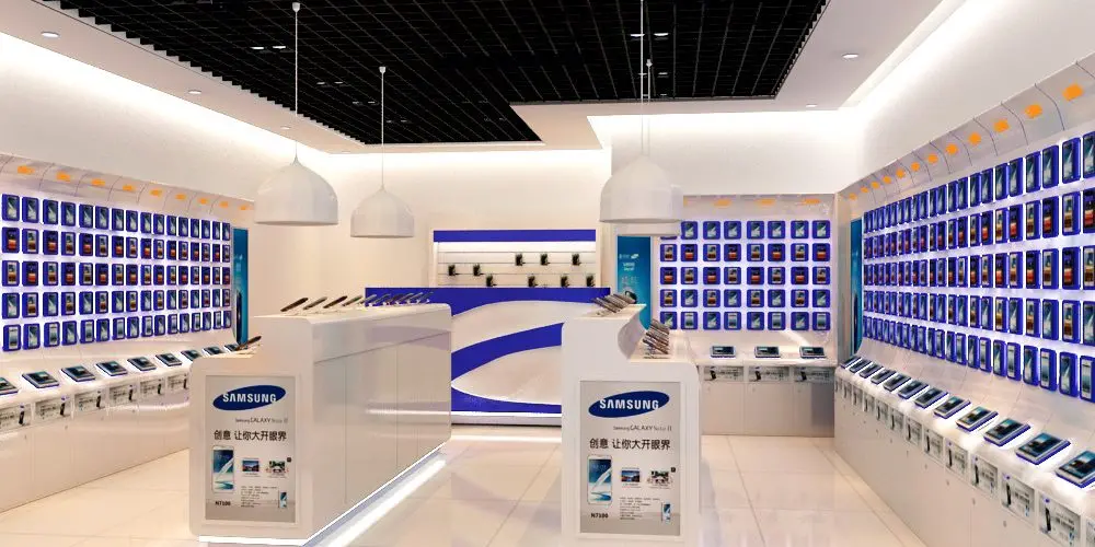 Newest Design Cell Phone Accessory Display Glass Showcase Mobile Shop Counter for Mobile Phone Shop Kiosk for Mall