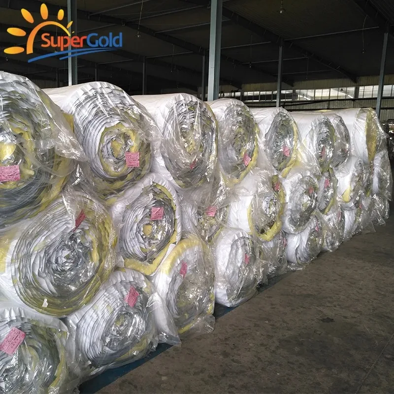 SuperGold fiberglass wool roll with reinforced polypropylene heat insulation materials glass wool blanket