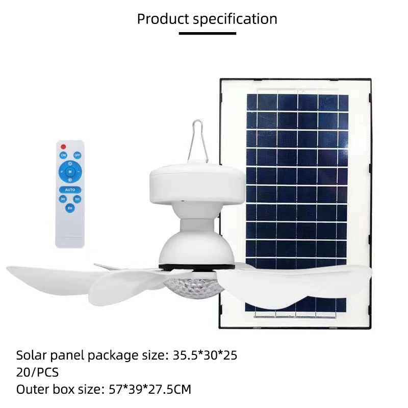 Factory Hot Sale Solar Charging 3-Color Portable Solar Fan With LED Light For Camping And Home Use