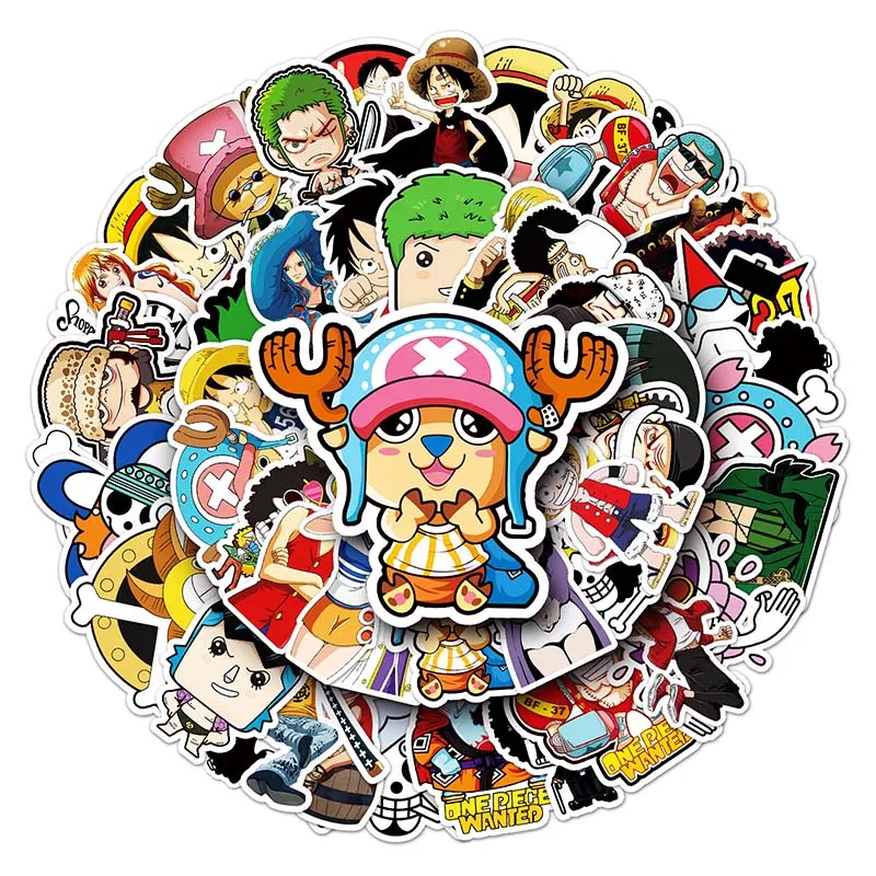 50pcs Factory Direct Sales Anime Sticker Waterproof Kiss cut Sticker Sheet Printing Anime One Piece Cartoon Sticker