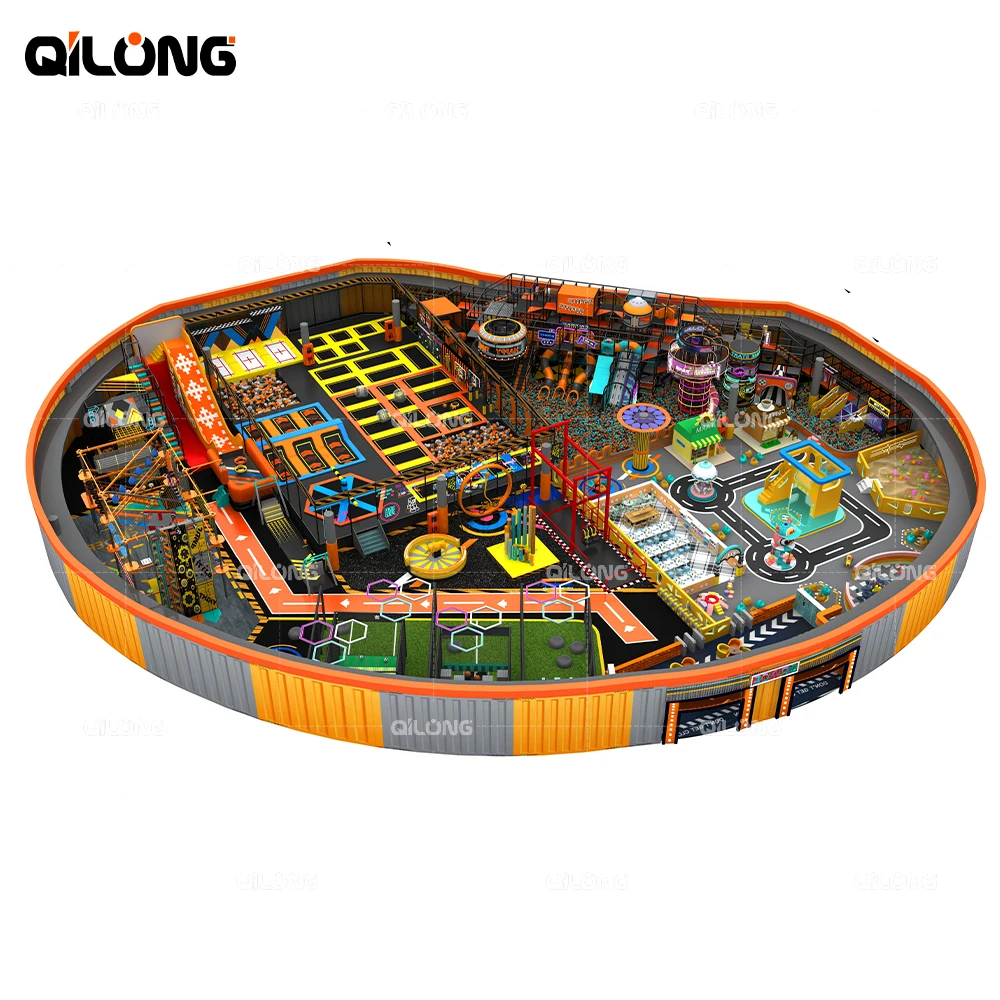 Kids Best Custom Made Commercial Kids Big Indoor Children Trampoline Park with Ninja Warrior Course Adult Playground Equipment