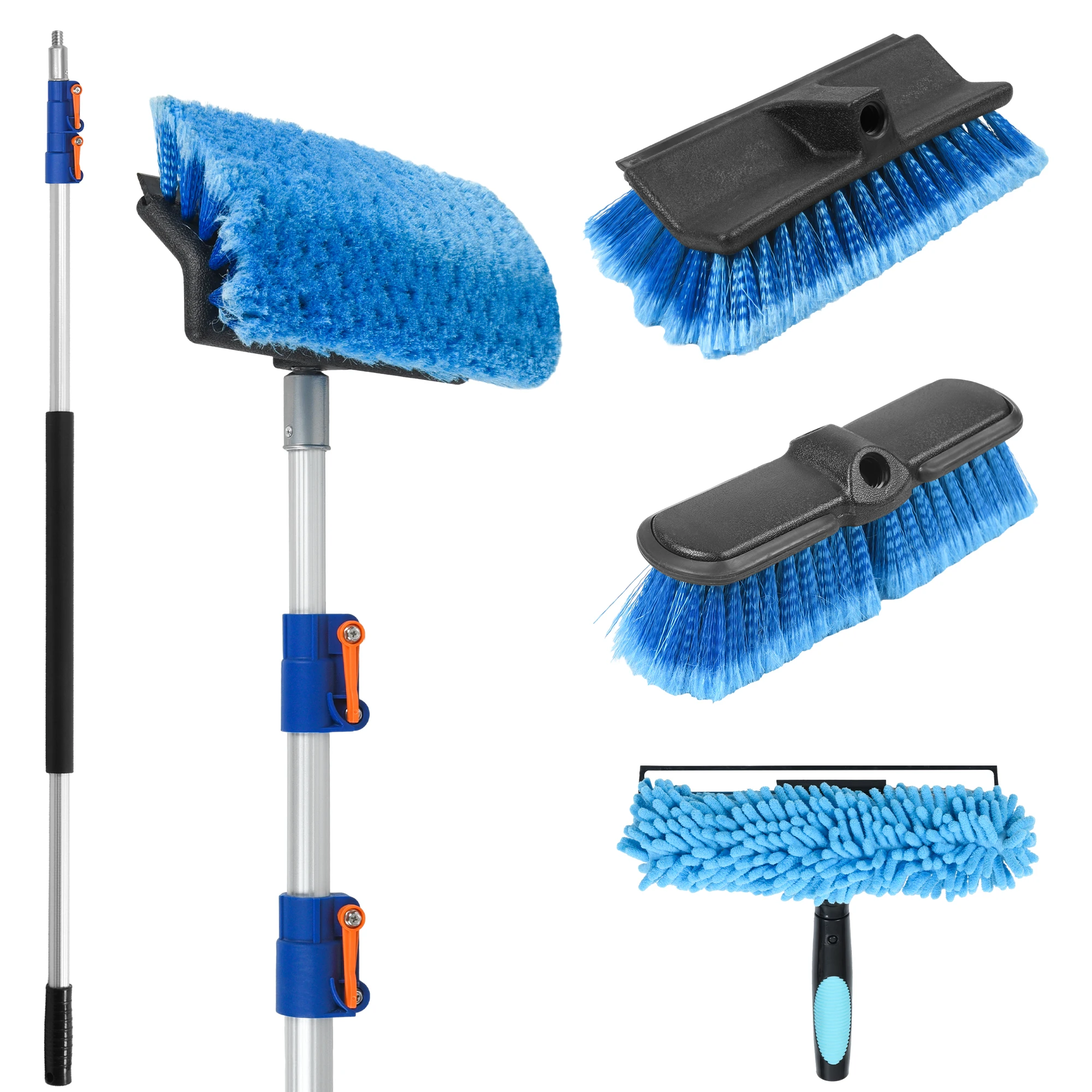 4-to-12FT Telescopic Extension Telescopic Car Solar Panel Household Window Cleaning Brush Set