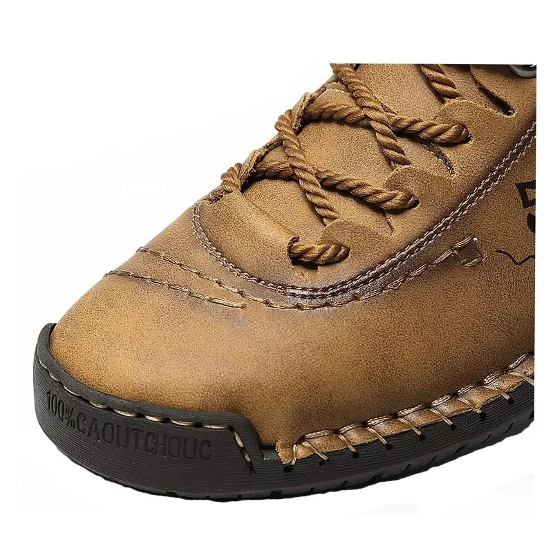 dropshipping leather casual shoes light weight loafer driving OEM lace up boat anti slip walking shoes big size hiking men shoes