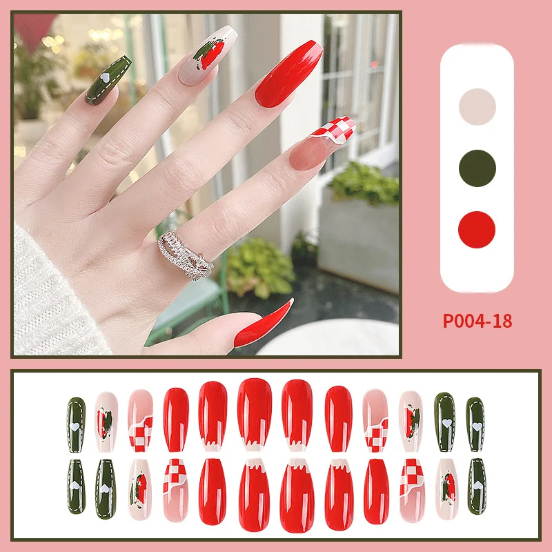 ROSALIND extra long fancy press on gel polish nails set quick reusable 24pcs stick on false nails kit with jelly adhesive