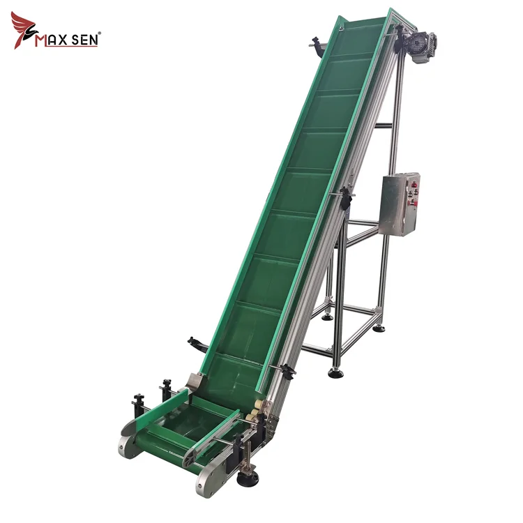 Customized PU PVC Inclined Belt Conveyor Manufacturer For Elevator