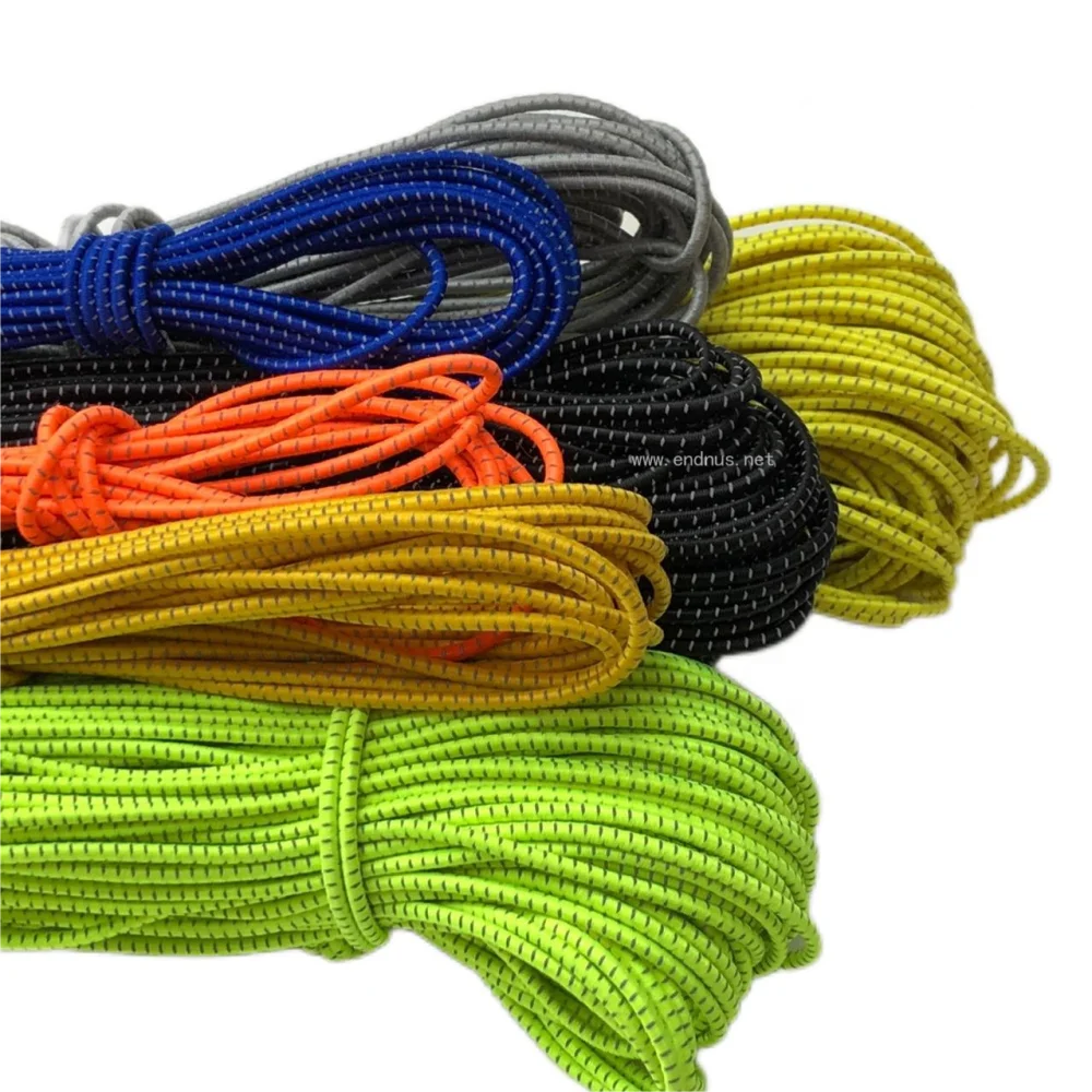 Multi Colors 100% Elongation Rubber Core Reflective Tracer Bungee Shock Cord