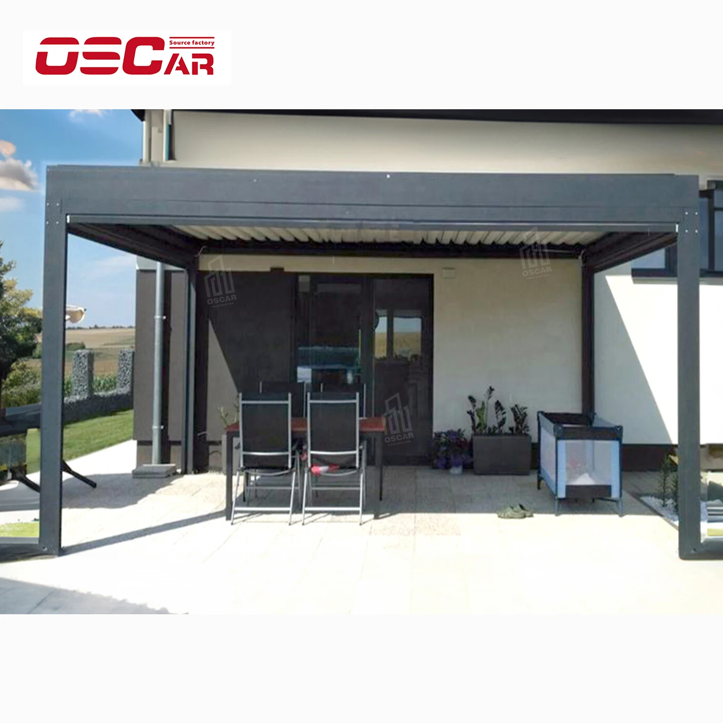 Pergola Motorized Electric Aluminum Outdoor Four Seasons 4*4 3*3 Steel Heat Treated Pressure Treated Wood Type Not Coated