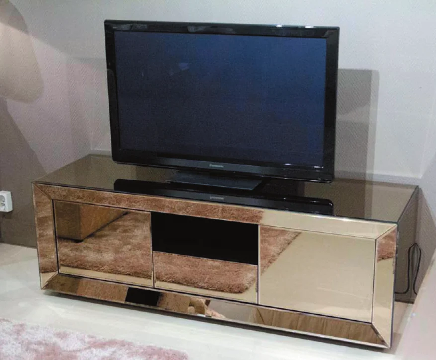 
modern wholesale living room furniture l mirrored TV unit/TV stand with fireplace inserts 