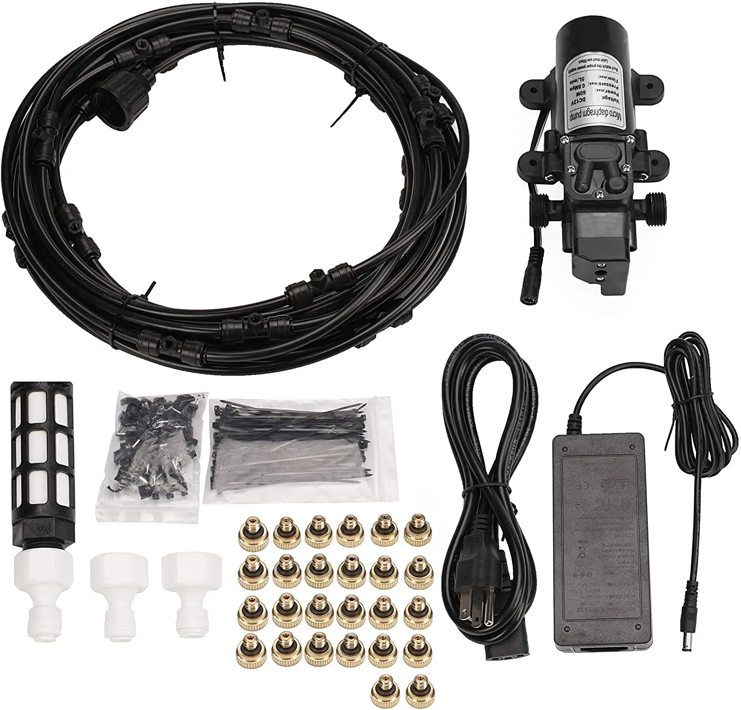 
9 M Water Pump Electric Misting Cooling System Outdoor Spray Fan Mist Water Spray Garden Greenhouse Mist Plants Roofline 