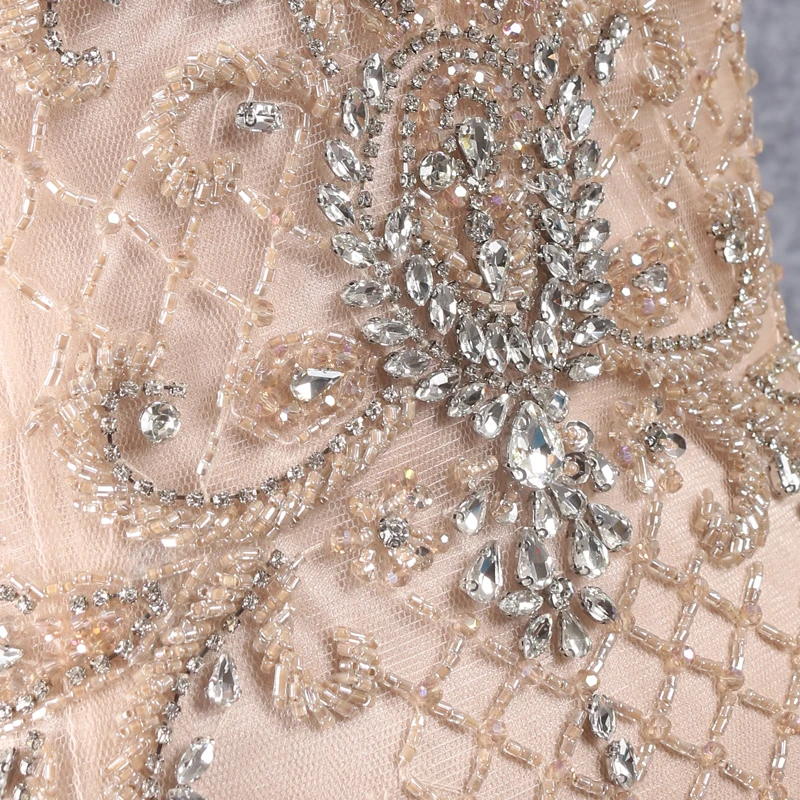 2022 High Quality Handmade Luxury Beaded Shiny Feather Slim-fit Mermaid Evening Party Dress