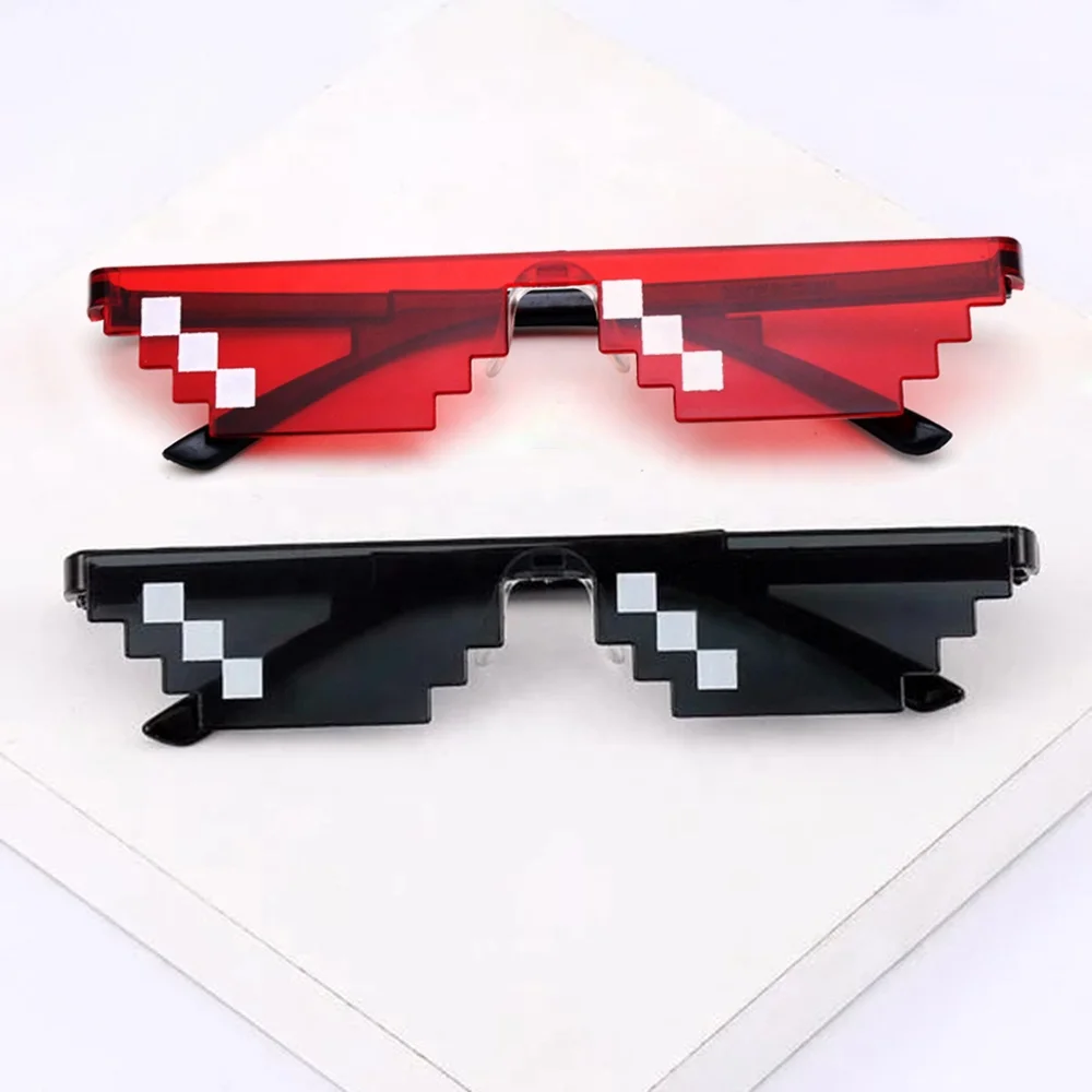 Novelty Fashion Party Sunglasses for Men 8 Bit Style Pixel Mosaic Vintage Eyewear PC Mirror Unisex Black Sun Glasses