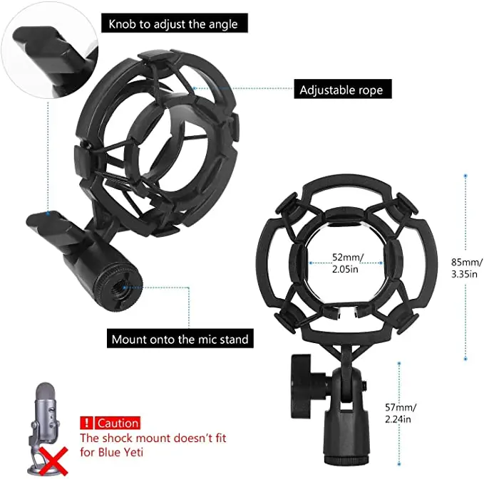 Подставка для микрофона регулируемая подвеска-штанга ножничная подставка с винтовым адаптером 3/8-5/8 дюйма Противоударное Крепление поп-фильтр ветрового стекла