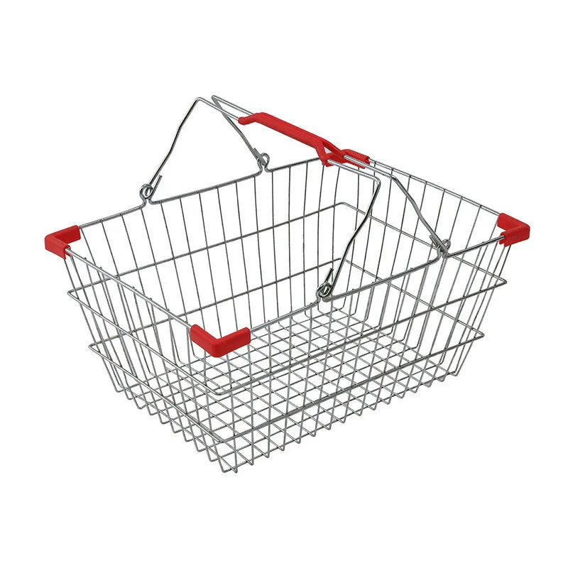 Manufacturer Wholesale Metal Chrome Wire Shopping Basket Supermarket Grocery Retail Store Hand Carrying Shopping Basket