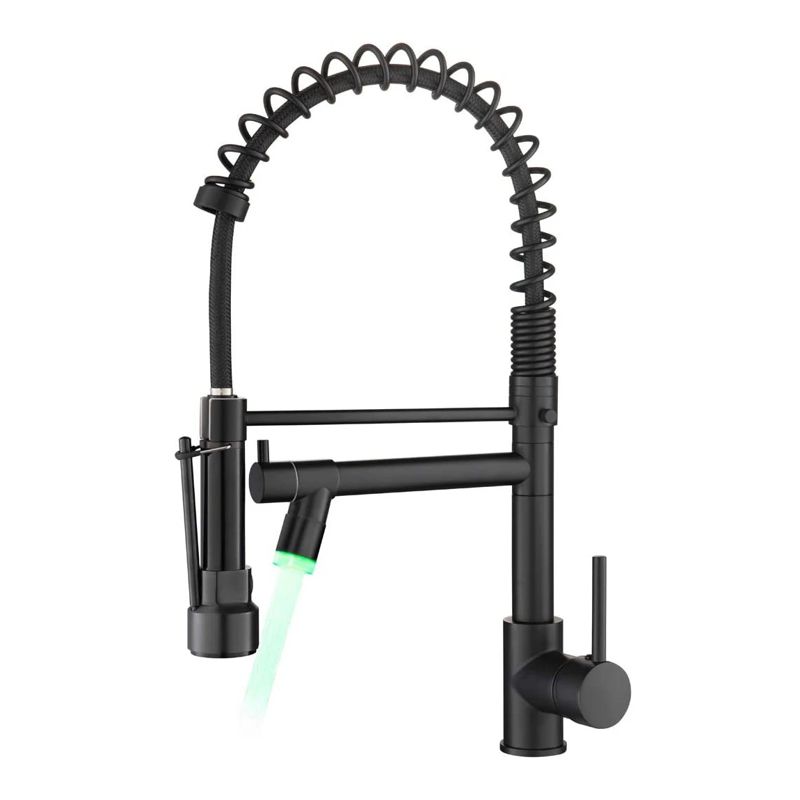 Kitchen Sink Faucet Faucet Black Taps Pull-down Sprayer Brass Ceramic Modern Contemporary Single Handle Spring 5 Years Pull Down