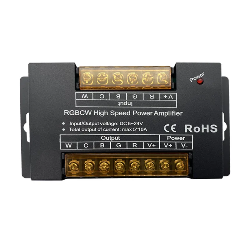 CCT Dual Color Amplifier DC 12V 24V Iron Shell 2-Channel Dimming Repeater High Power LED Strip Light PWM Signal Expander