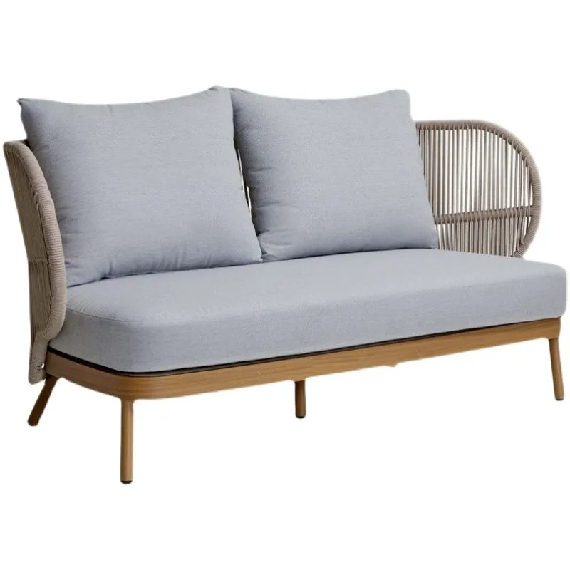 Outdoor sofa courtyard waterproof double seat three-seater garden wood chair sofa combination balcony  sofa furniture indoor