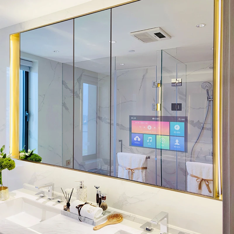 Full Length 15/19/22/27/32/43inch Smart bathroom mirror TVs with blue tooth voice interaction health managentment