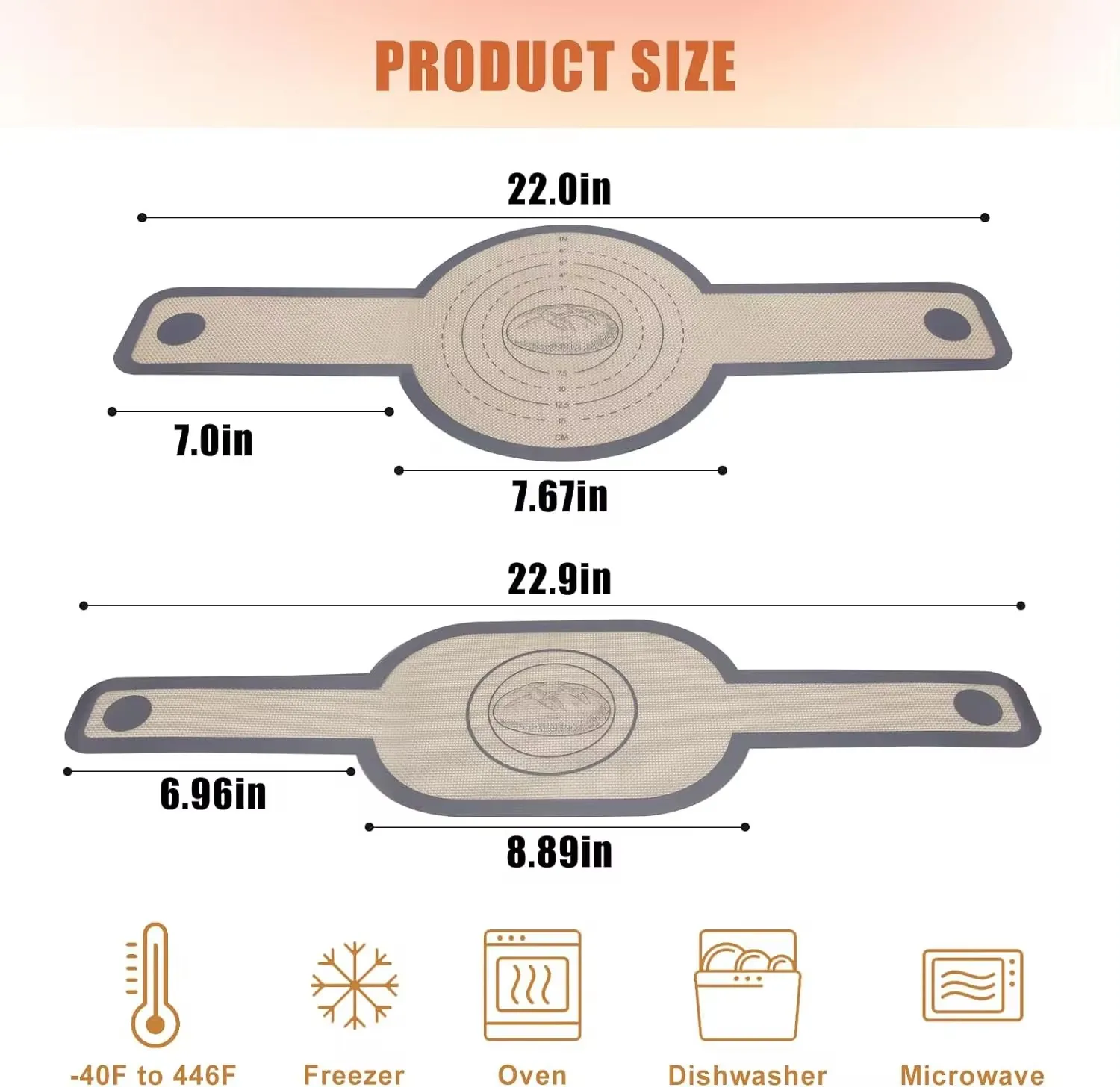 2024 Hot Selling Nonstick Silicone Baking Mat Silicone Bread Sling for Dutch Oven Silicone Baking Pastry Non Stick Mat