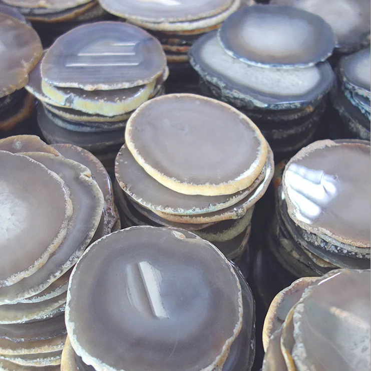 Wholesale natural crystal polished agate stone slices agate coaster