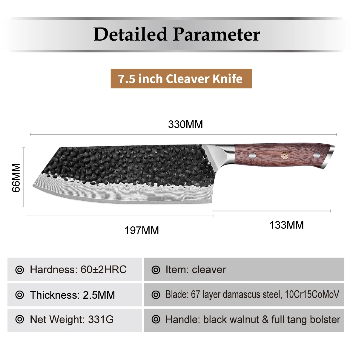 Innovative black smith forge Chinese cleaver cooking chopper cleaver vegetable meat knife kitchen knives