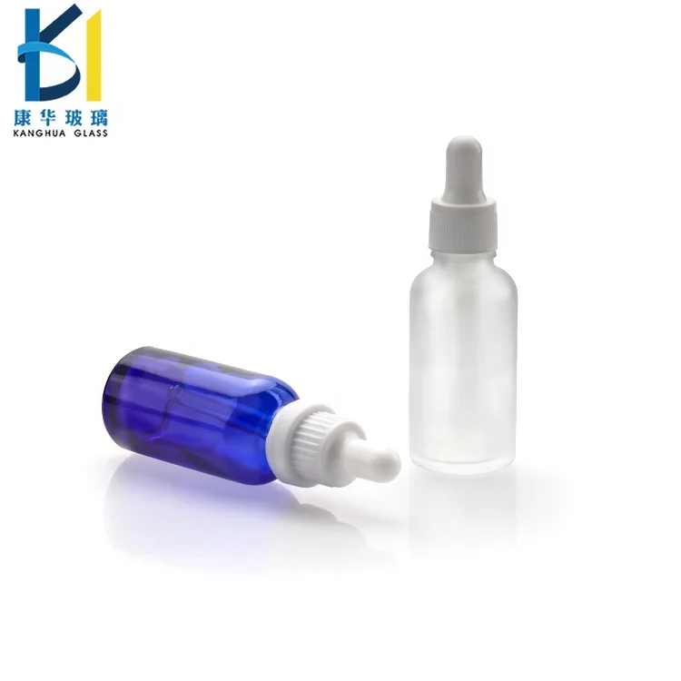 Wholesale 50ml 30ml Essential Oil Glass Dropper Bottle Refill Boston Round Pipette Bottle with White Childproof Dropper