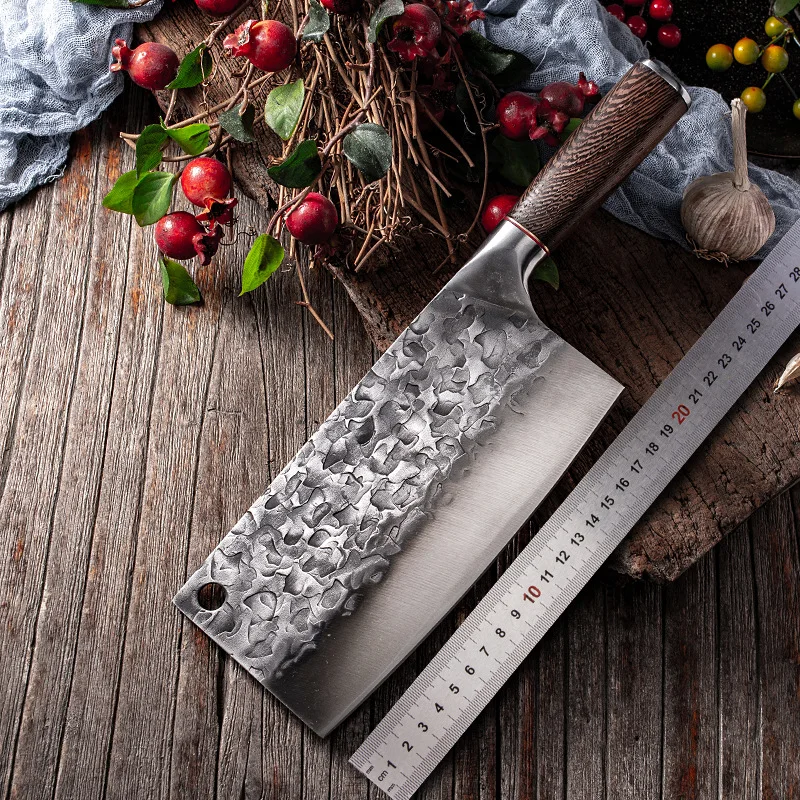 Forging cleaver knife  Longquan hammer pattern old Chinese household kitchen knife Yangjiang high carbon steel cutting
