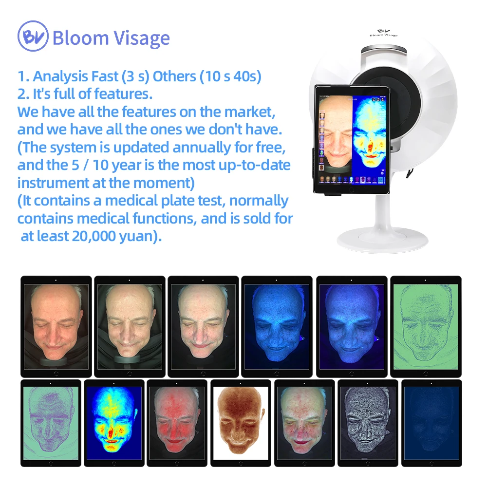 Bloom Visage High Quality Portable Facial Skin Analyzer Customizable Logo Wholesale Features Facial Analysis Features
