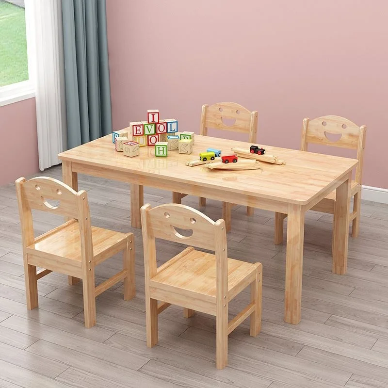 Kids Wooden Furniture Sets With Table and Chairs for a Safe and Educational Play Area in Kindergarten and Preschool