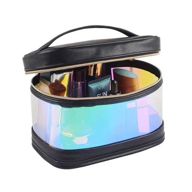 convenient waterproof custom cosmetic make up bag clear zipper professional cosmetic bag