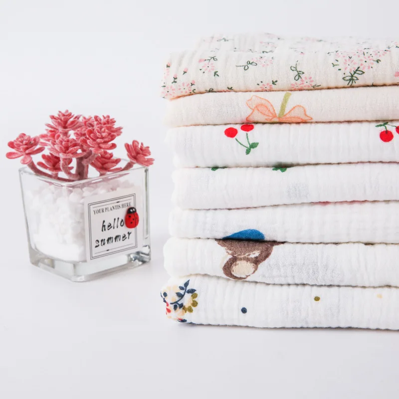 Stock pigment printing custom printed double gauze muslin fabric wholesale organic cotton for children