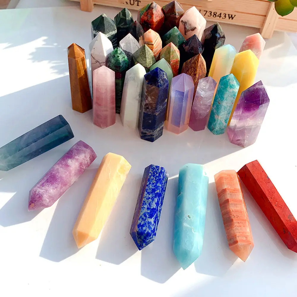 4-8cm Factory Wholesale Crystals Point Rose Quartz Amethyst Fluorite Tower Natural Healing Crystal Wand for Meditation