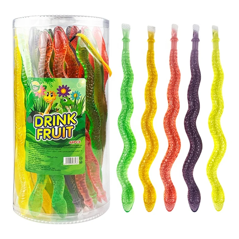 Factory Direct Custom 35g Cartoon Mini Snake Shape Bottle Fruits Jelly Drinks Hot Sale Fruity Snake Jelly Sweet Snacks Candy