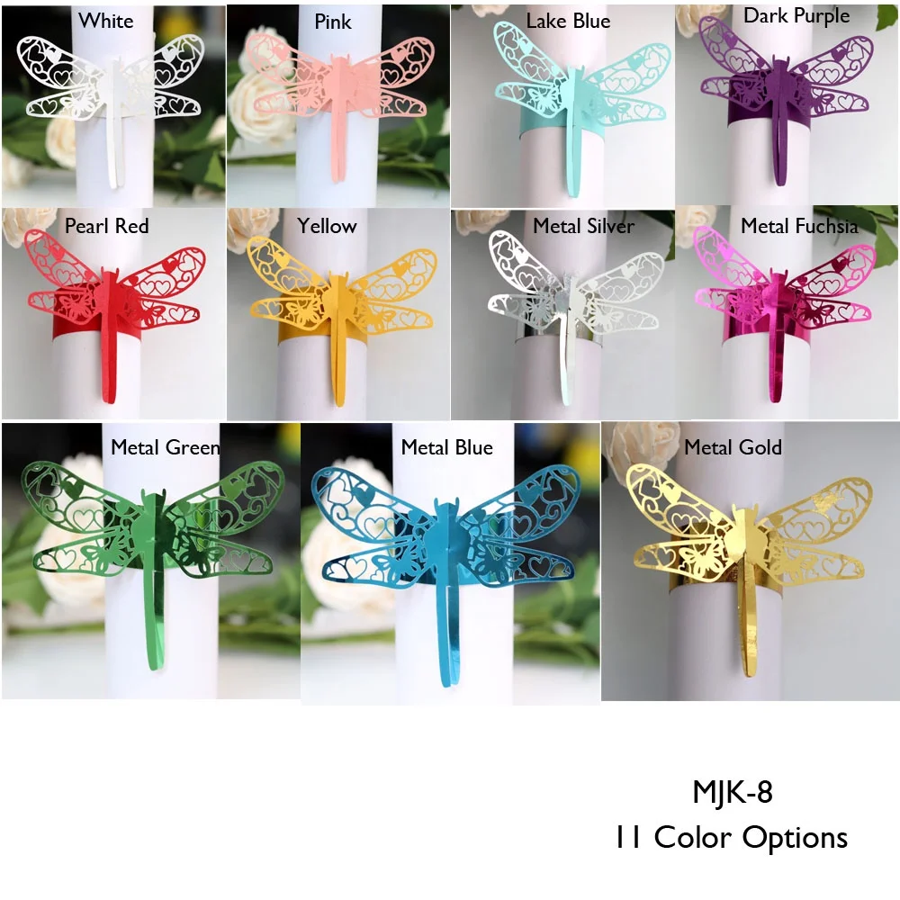 Laser Cutting Dragonfly Paper Napkin Ring for Wedding Decoration Party Supplies Towel Buckle