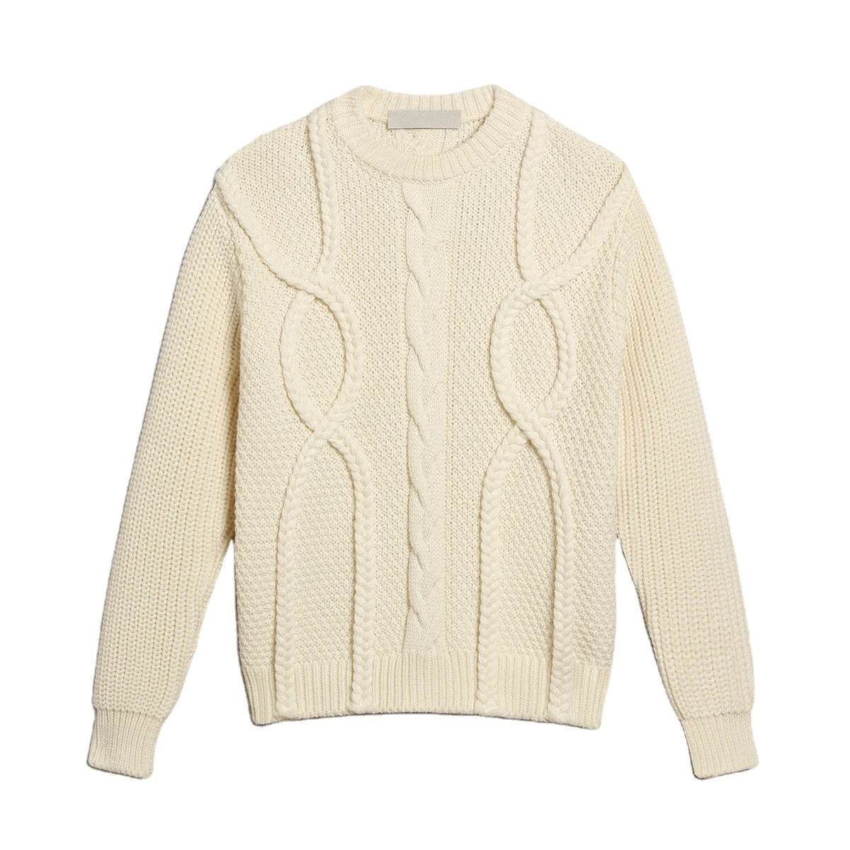 Custom Logo Fashion Winter Men Soft Sweater Pullover Crew Neck Twist Rope White Knit  High Quality Sweater men Men