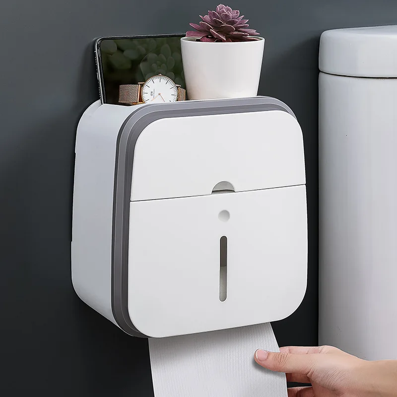 Bathroom plastic wall mounted self adhesive corner toilet paper holder Bathroom Wall Mounted Organizer