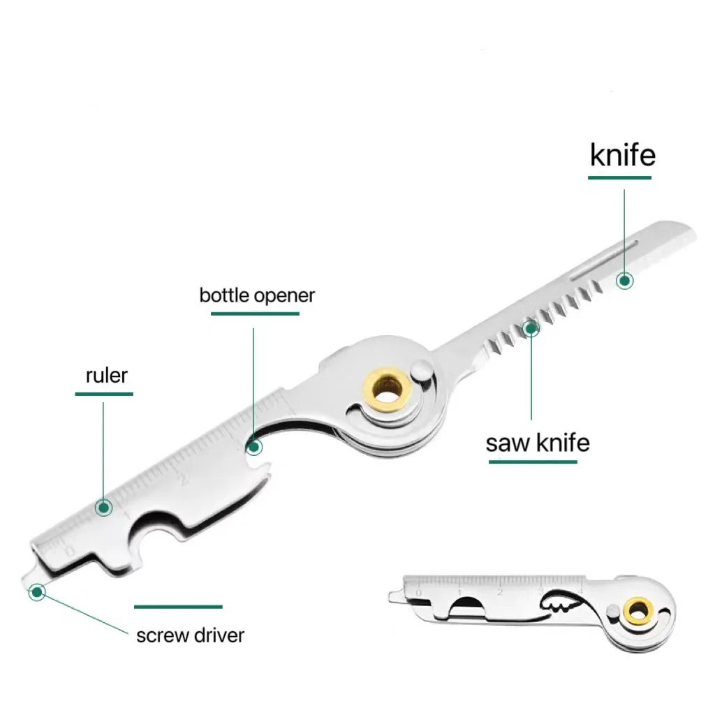 Camping Pocket Knife Folding Stainless Steel Multi Tools Multi Functional EDC Keychain Tools