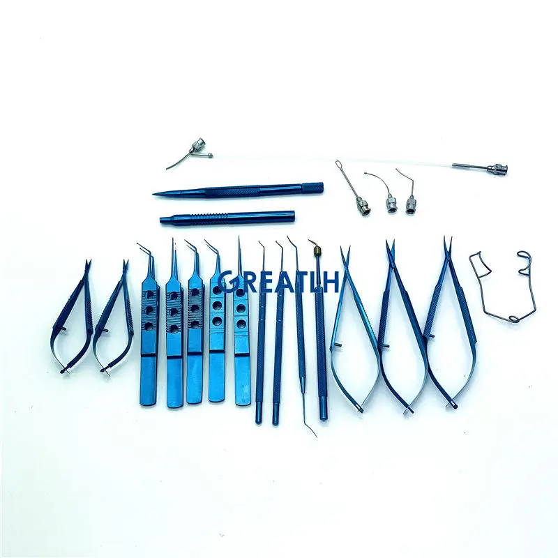 Titanium Alloy 21pcs for cataract surgery Ophthalmic instrument With silicone sterilization box