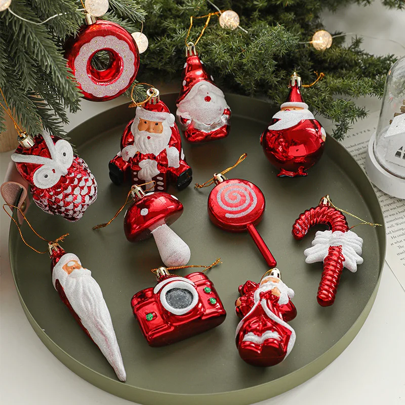 Hstyle Luxury Santa on the Ball Plastic Xmas Hanging Pendant Christmas Tree Decorations Ball Ornaments Gifts Holiday Decorations