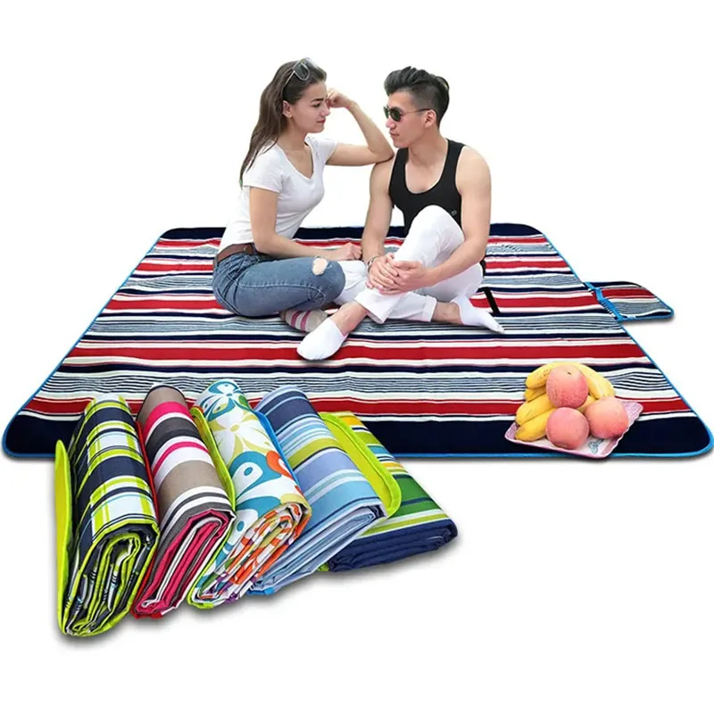 Customized Pattern Soft Suede Waterproof Beach Mat Outdoor Picnic Blanket with LOGO