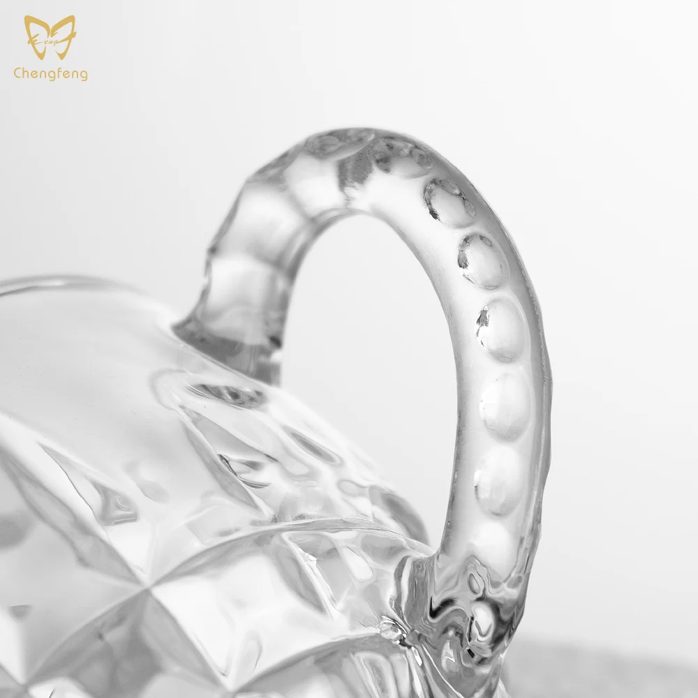 150ml 200ml Clear Checked Design Handle Glass Coffee Cup Glass Transparent Modern Handgrip Coffee glass