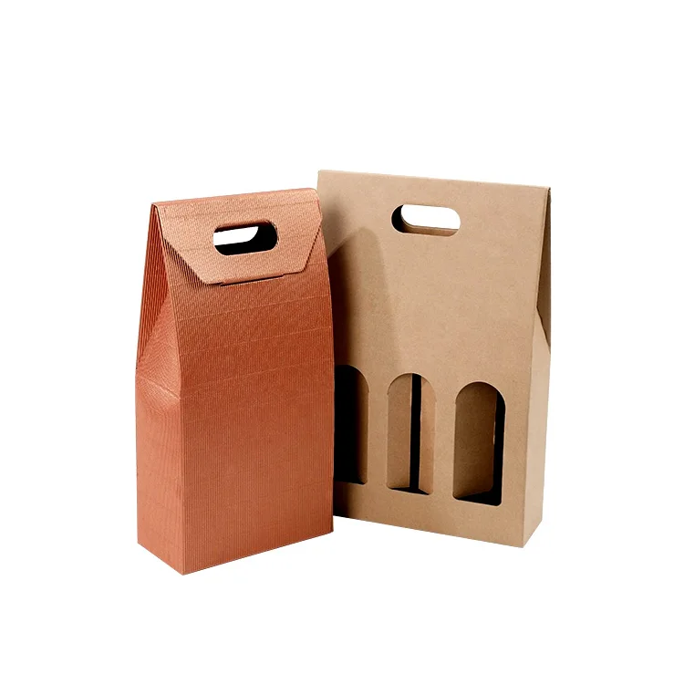 Elegant Design Single Pack Beer Carrier Kraft 4 Packing Gift Custom Foldable Corrugated Cardboard Cheap 6 Bottle Red Wine Box