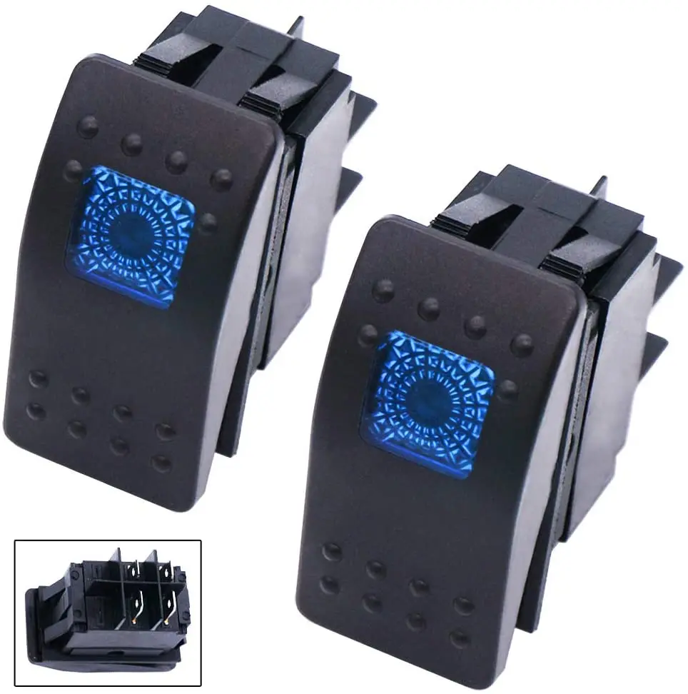 
FLARE STAR Boat Marine Lighted Rocker Switch 12V 20A 4Pin On/Off with Blue LED Car Offroad Push Button Toggle Switch 