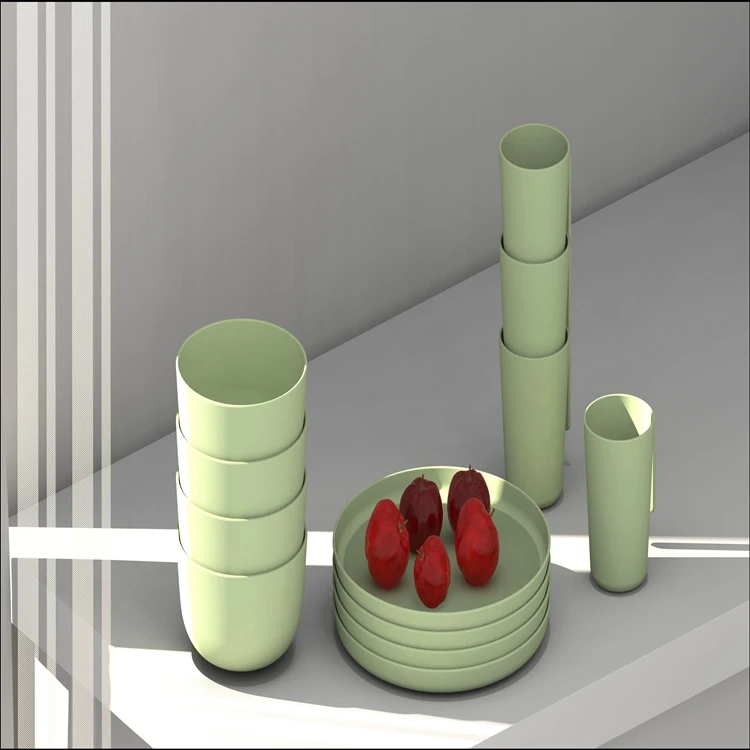 Wholesale RPET Plastic Kitchen Tableware Modern Plate Set Dinner Sets China Dinnerware