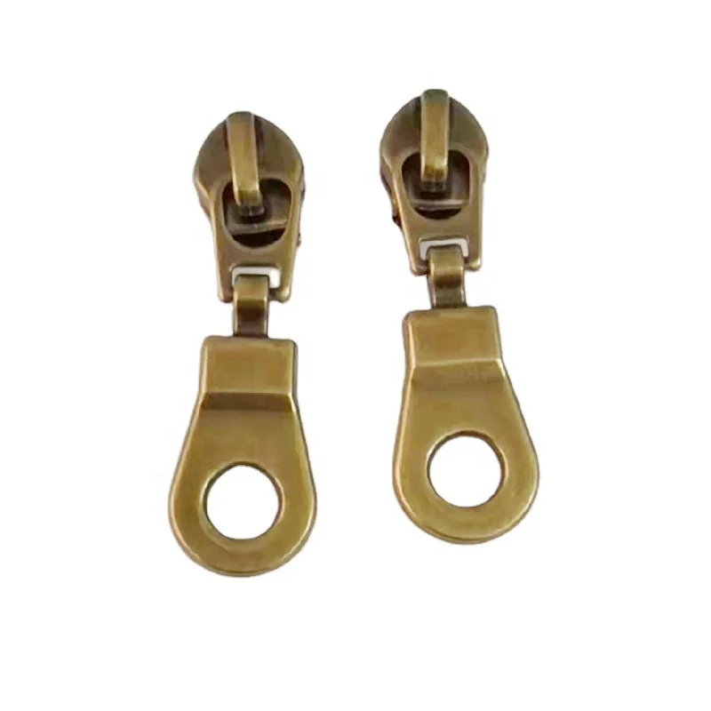Antique gold slider puller for  nylon zipper