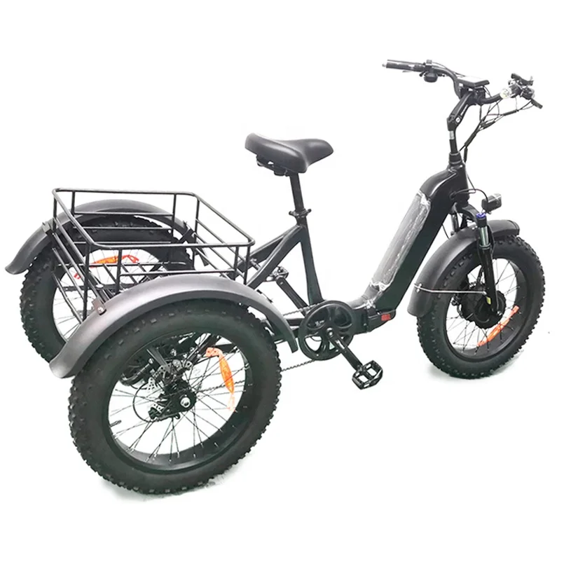 Joyebikes 48 в 500 Вт Мощный складной Электрический трицикл для взрослых 3-колесный моторизованный велосипед с большими колесами