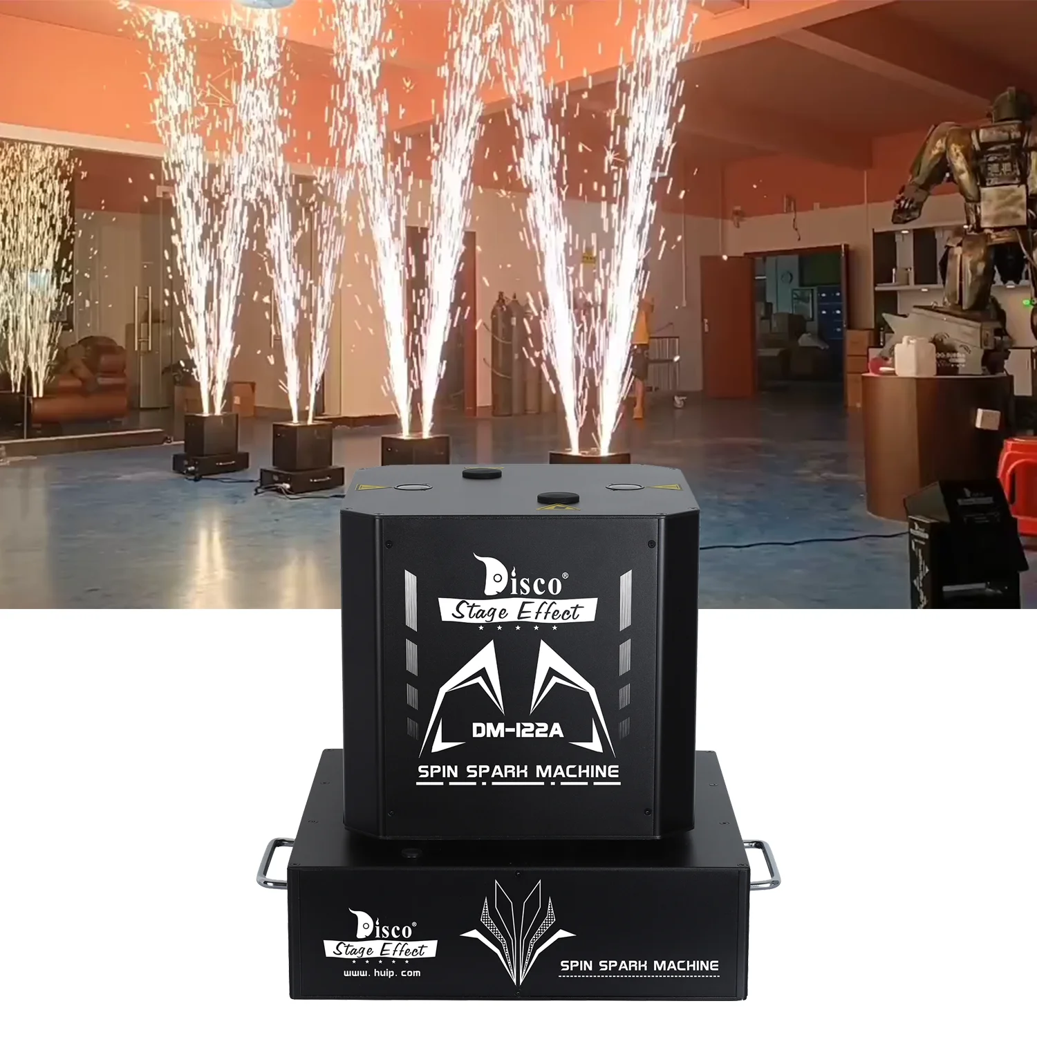 Factory Price 1300W Double Head Spinning Cold Flame Fireworks Spark Machine Sparkula With DMX For Wedding Party Show Events