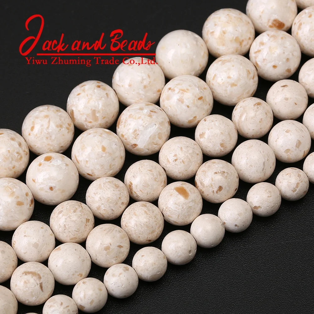 Natural Stone White Fossils Turquoise Beads For Jewelry Making diy Bracelets
