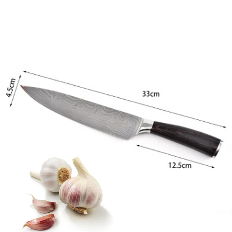 Modern luxury 8 inches super sharp knives stainless steel boning damascus pattern printed chef knife for kitchen