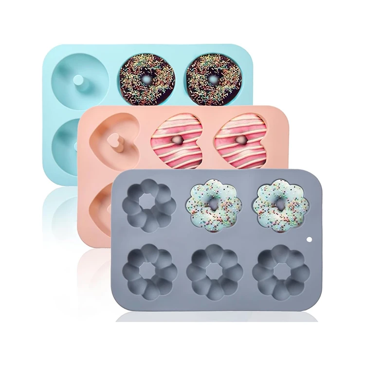 Non-stick Food Grade Silicone Doughnut Pan Muffin Cupcake Bagel Making Tray Round Heart Flower Shape Pancake Mold